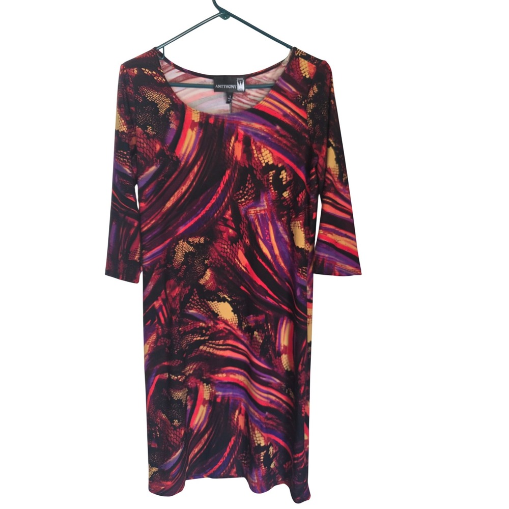 Antthony Original Women Abstract Geometric Print 3/4 Sleeve Sheath Dress Small